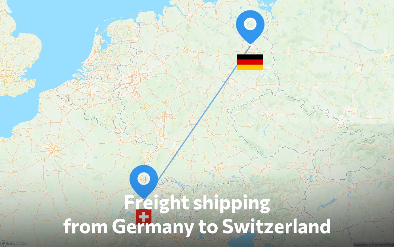 Shipping route from Germany to Switzerland