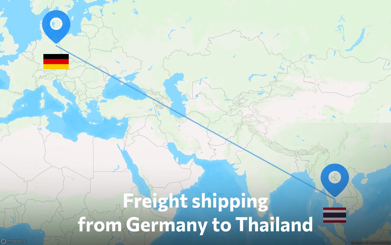 Shipping route from Germany to Thailand