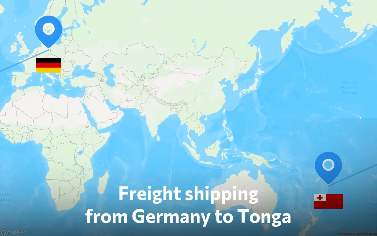 Shipping route from Germany to Tonga