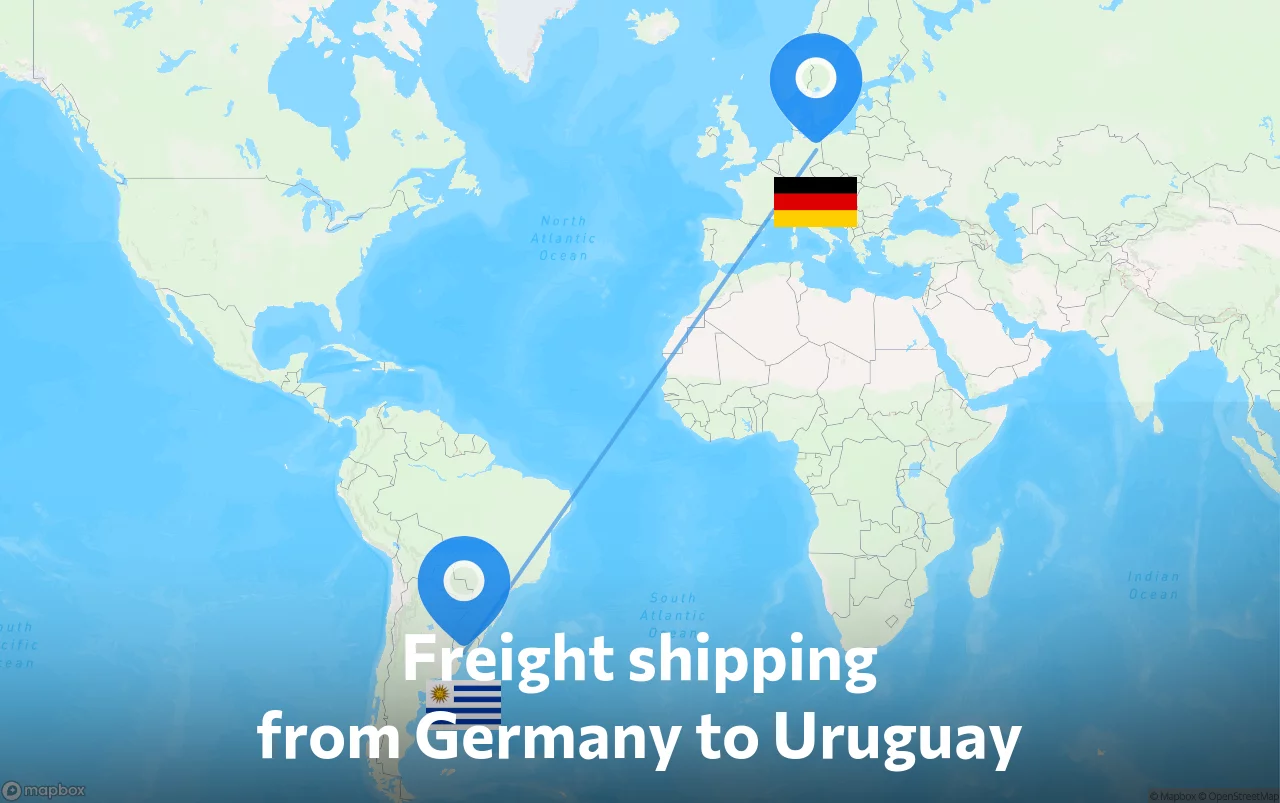Shipping route from Germany to Uruguay