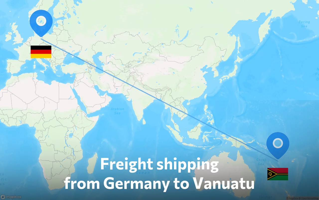 Shipping route from Germany to Vanuatu