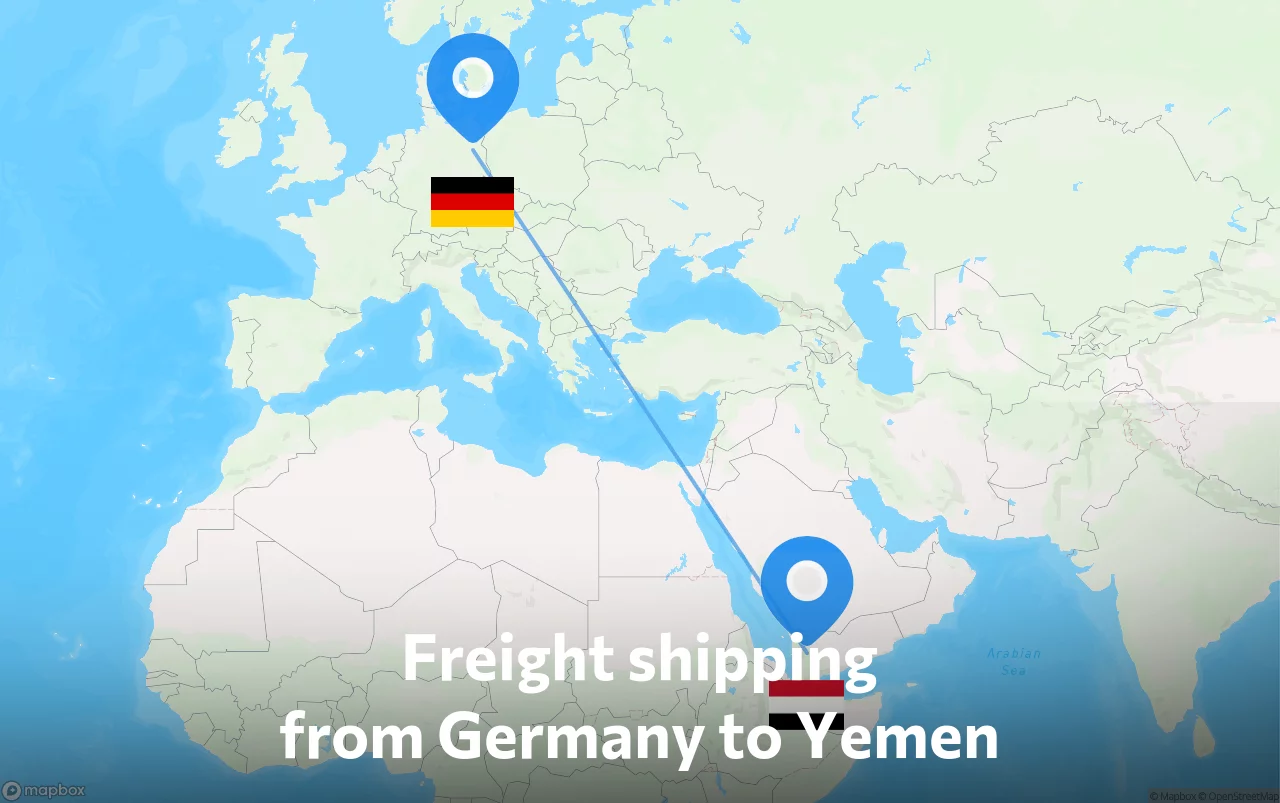 Shipping route from Germany to Yemen