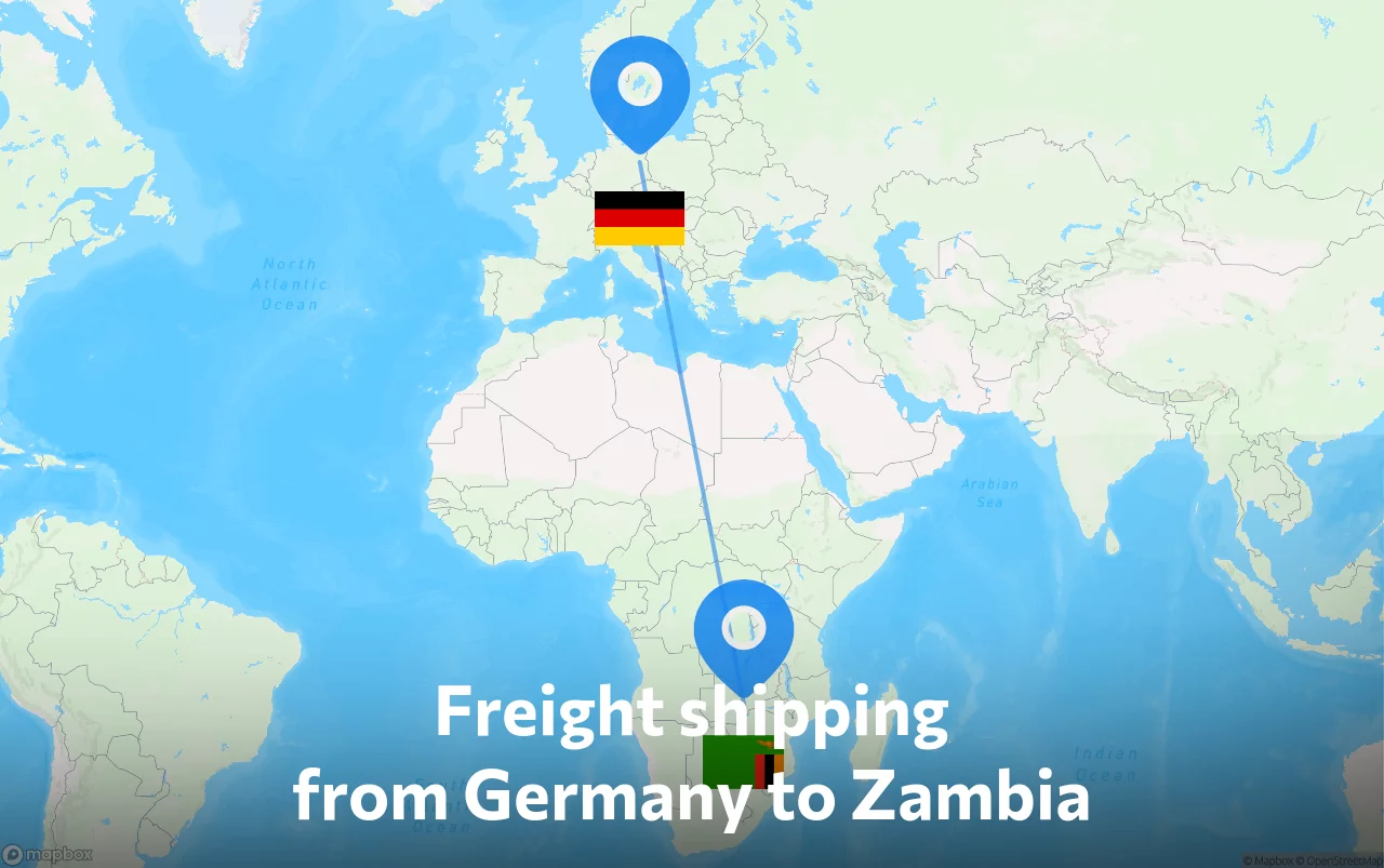 Shipping route from Germany to Zambia