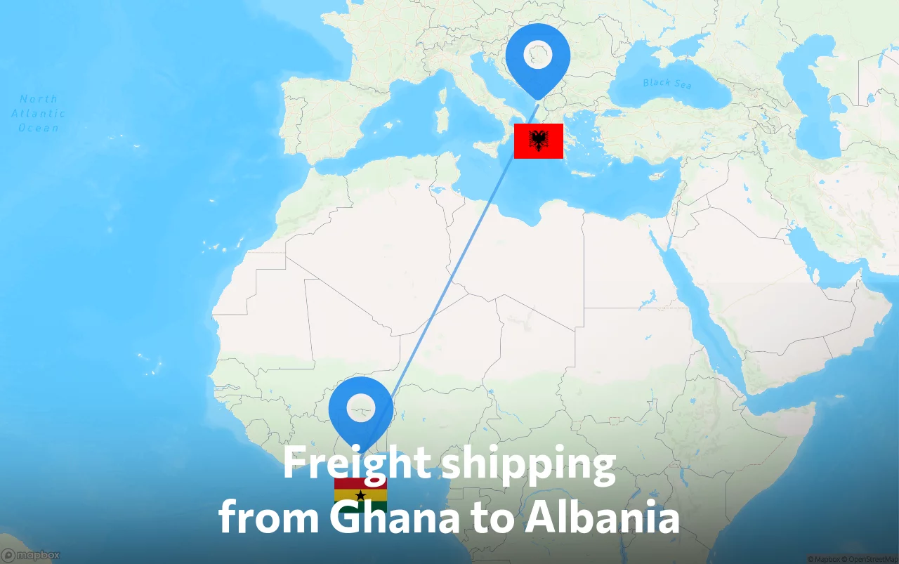 Shipping route from Ghana to Albania