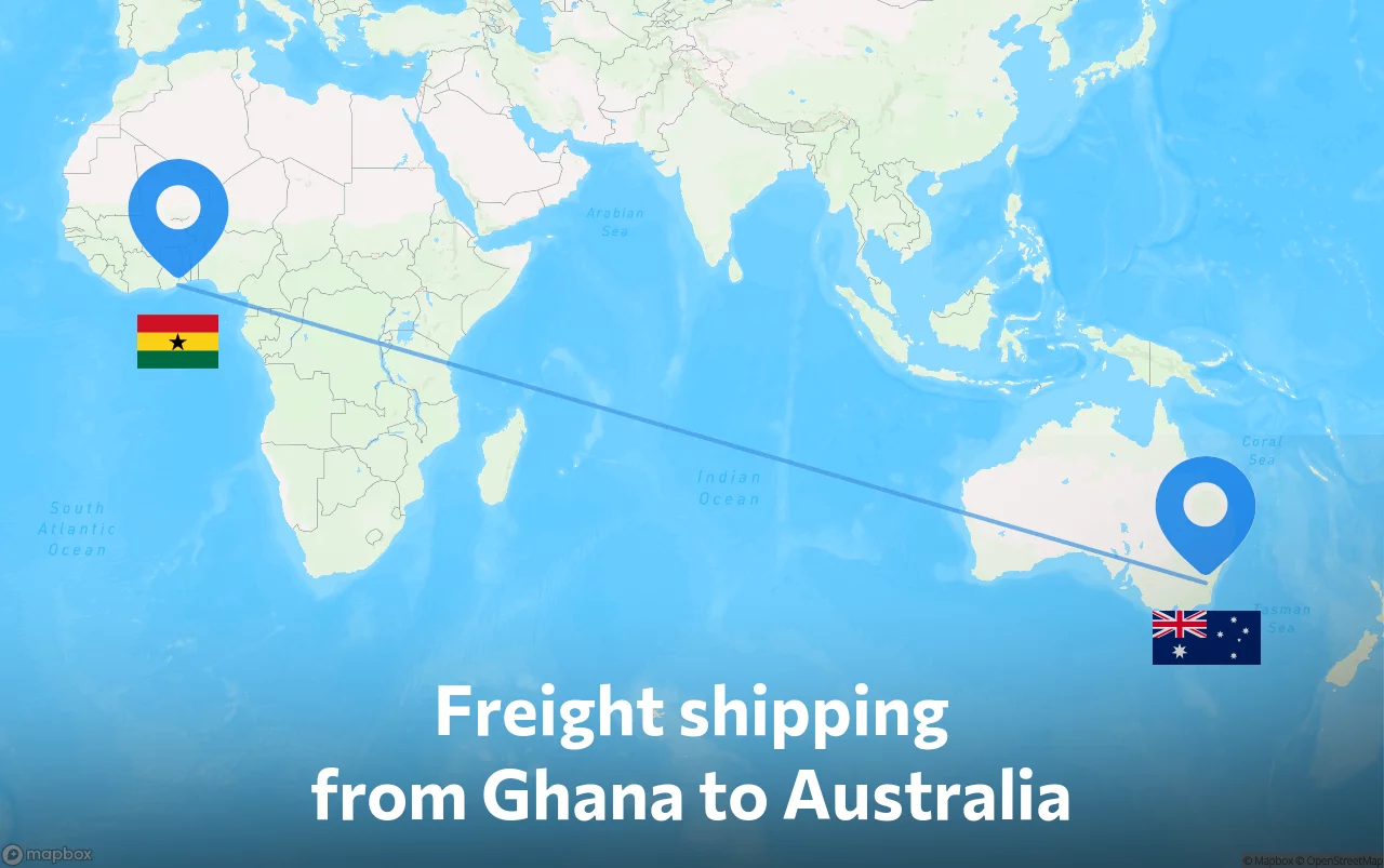 Shipping route from Ghana to Australia
