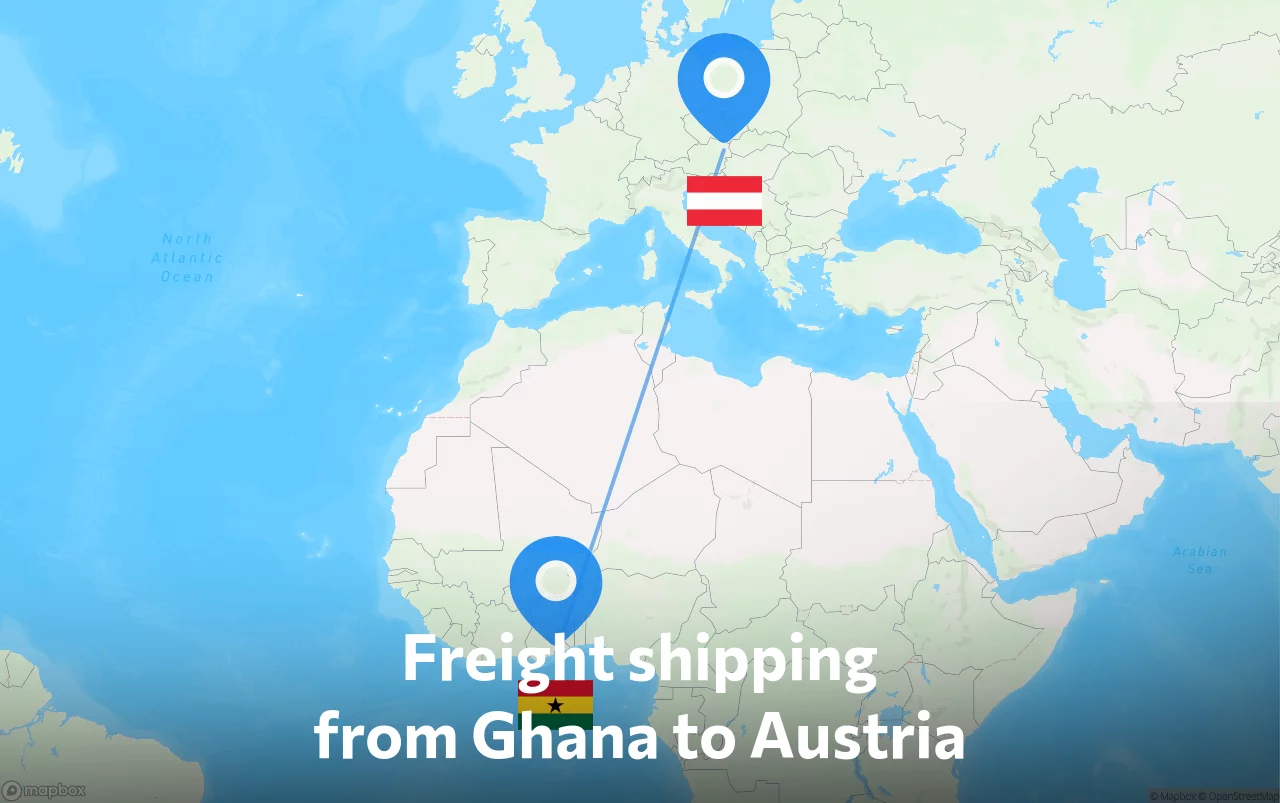 Shipping route from Ghana to Austria