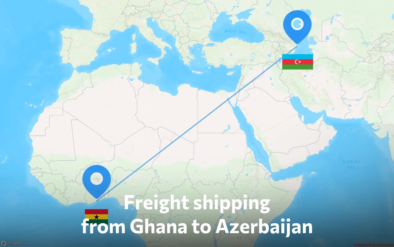 Shipping route from Ghana to Azerbaijan