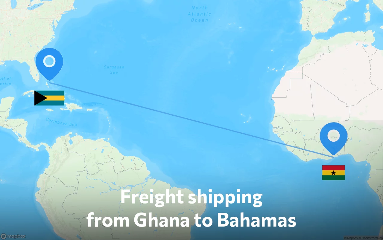 Shipping route from Ghana to Bahamas