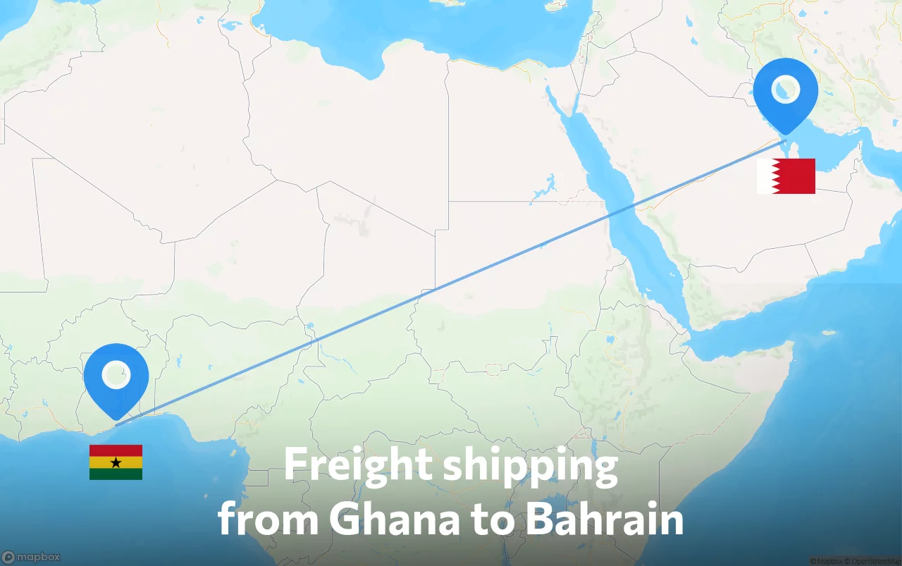 Shipping route from Ghana to Bahrain