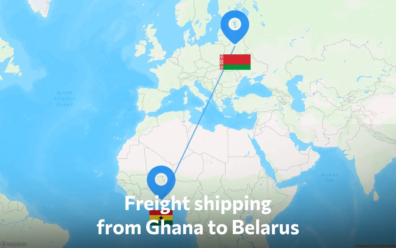 Shipping route from Ghana to Belarus