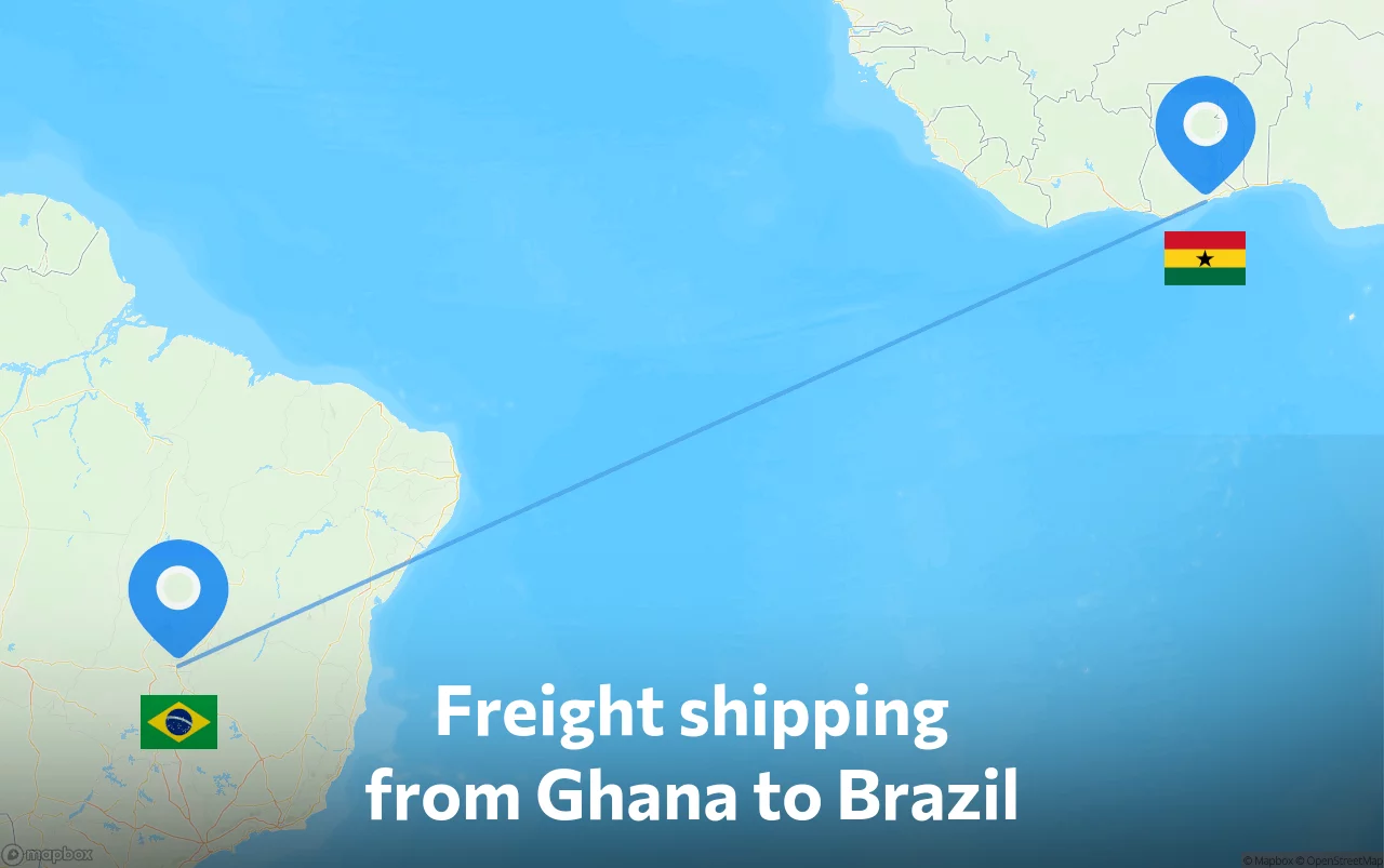Shipping route from Ghana to Brazil