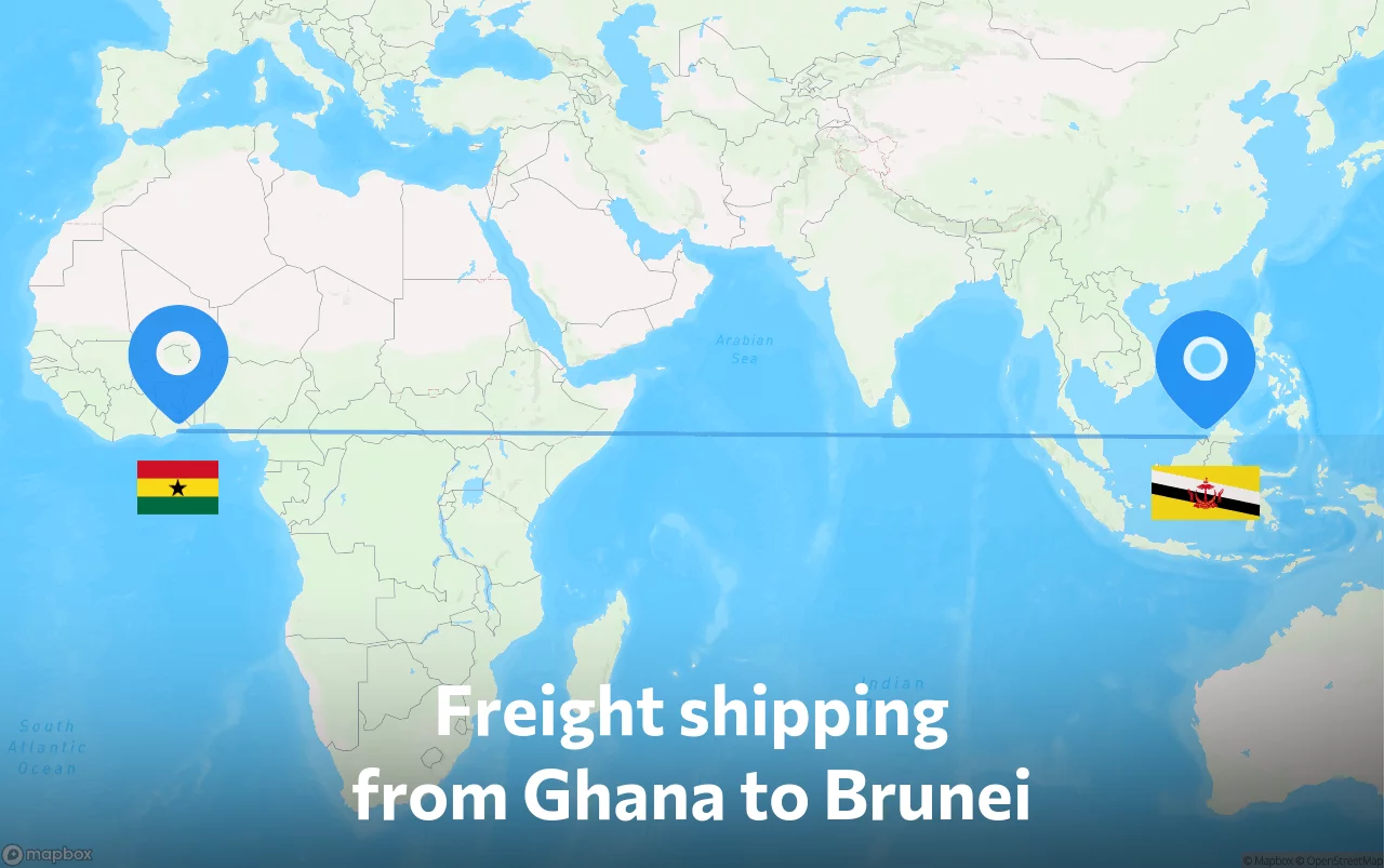 Shipping route from Ghana to Brunei