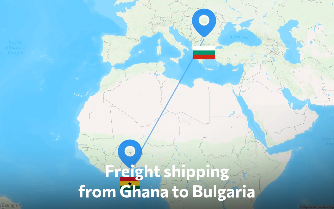Shipping route from Ghana to Bulgaria