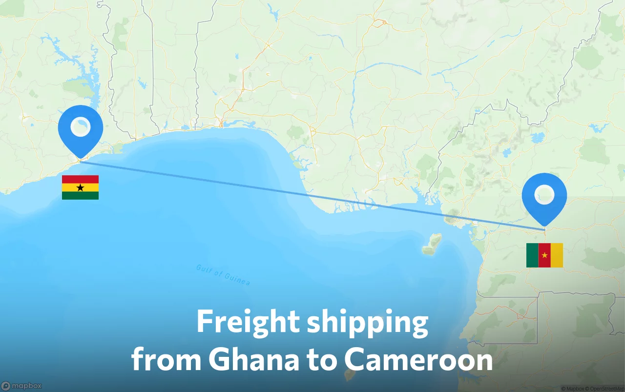 Shipping route from Ghana to Cameroon