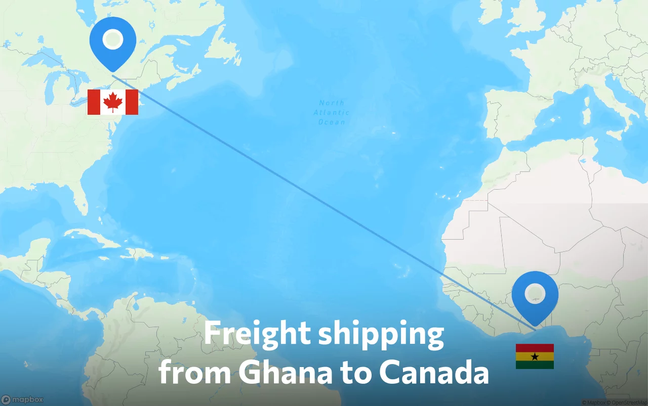 Shipping route from Ghana to Canada
