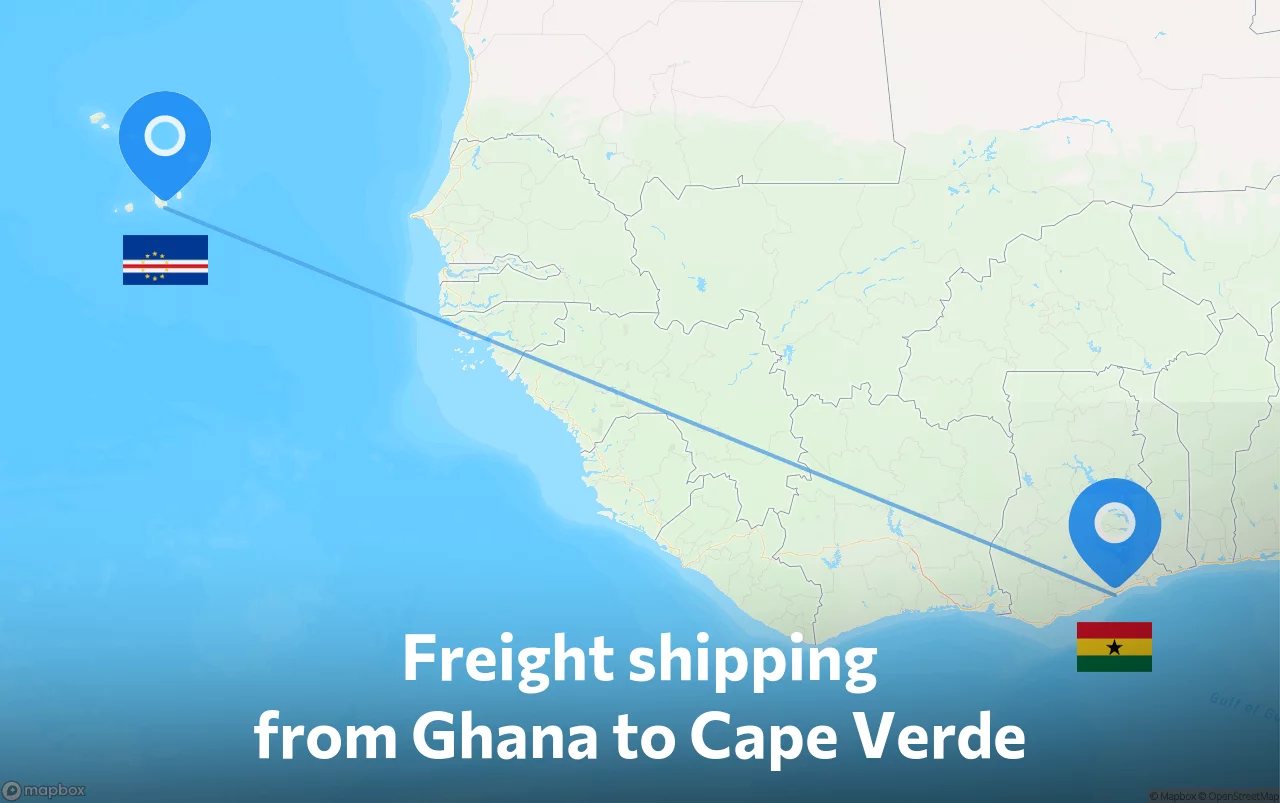 Shipping route from Ghana to Cape Verde