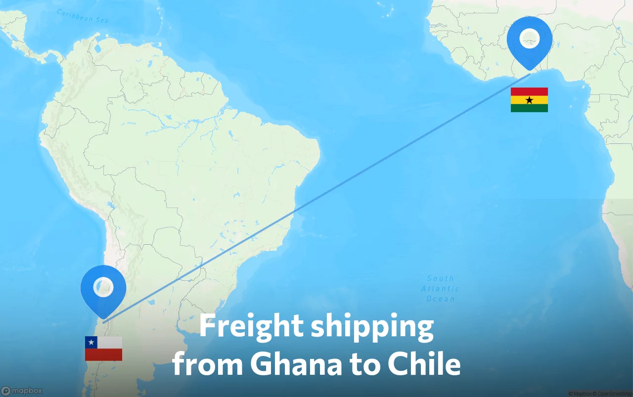 Shipping route from Ghana to Chile