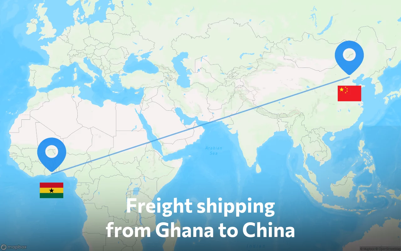 Shipping route from Ghana to China