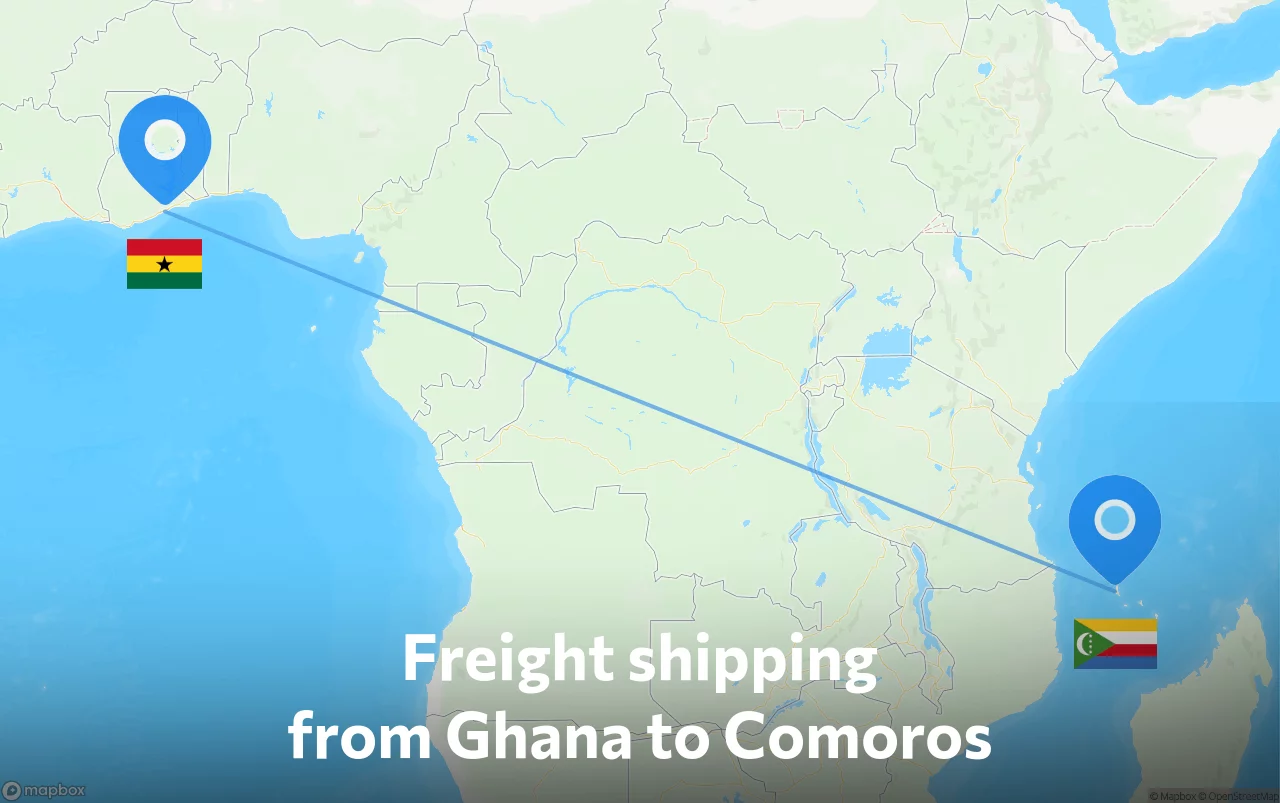 Shipping route from Ghana to Comoros
