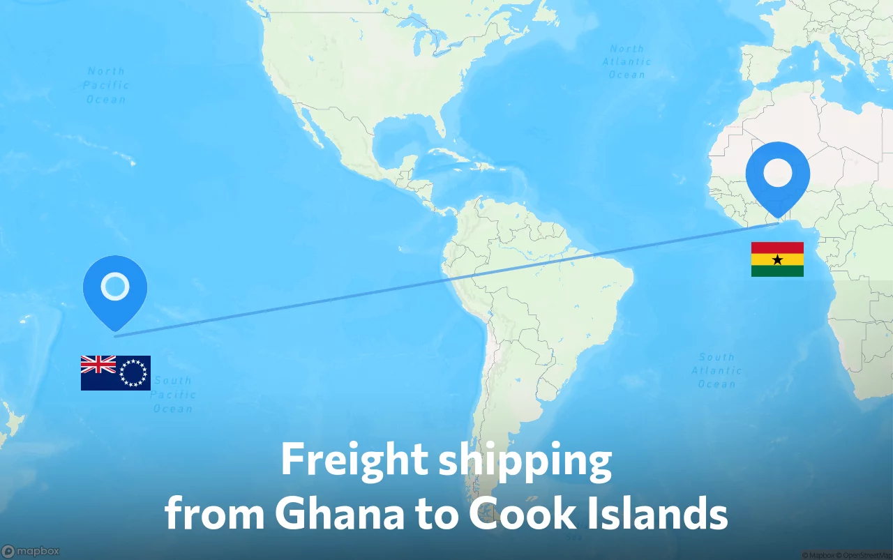 Shipping route from Ghana to Cook Islands