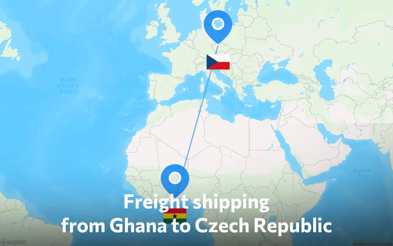 Shipping route from Ghana to Czech Republic