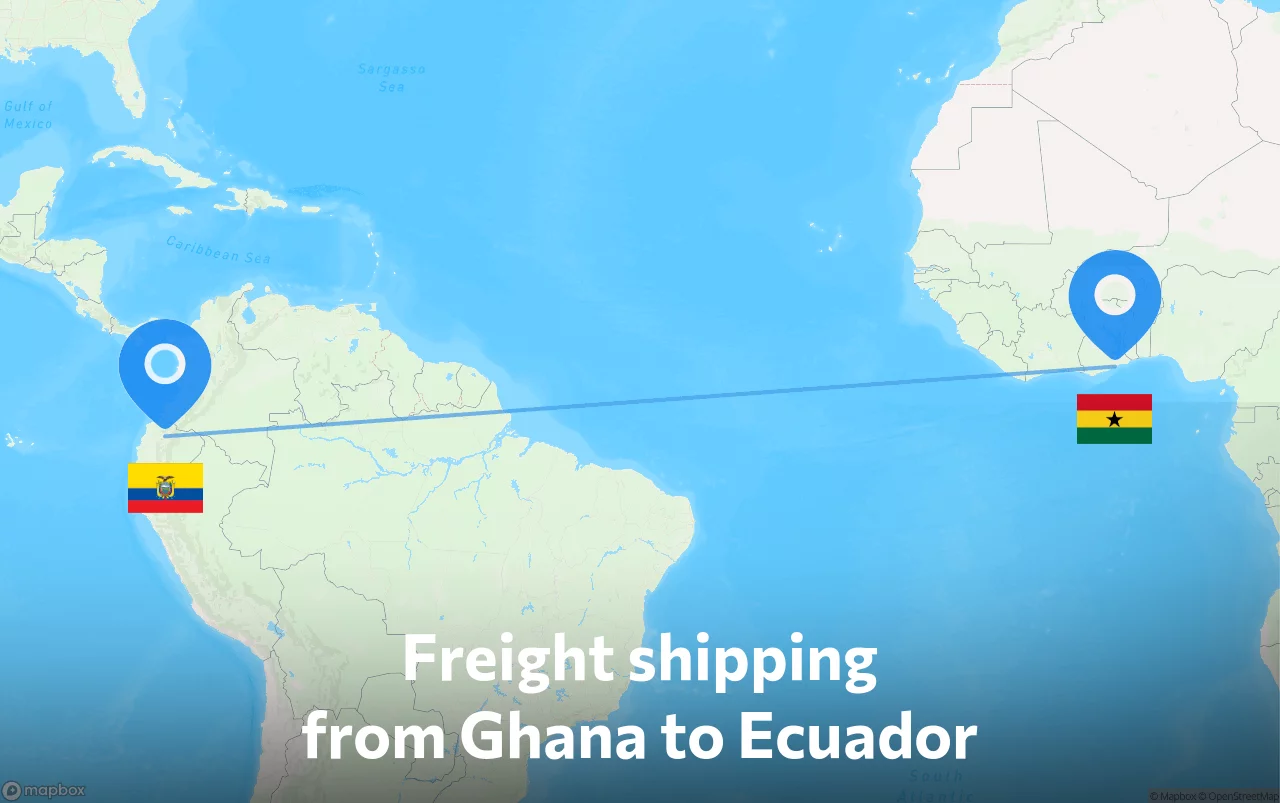 Shipping route from Ghana to Ecuador