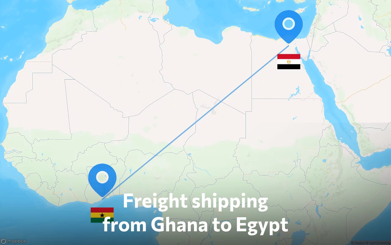 Shipping route from Ghana to Egypt