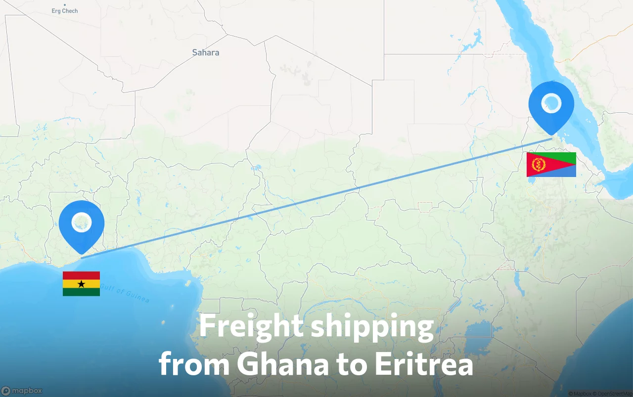 Shipping route from Ghana to Eritrea