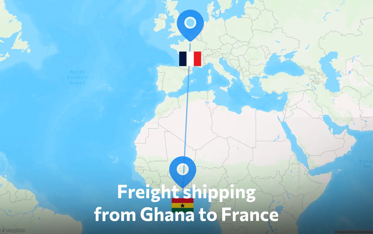 Shipping route from Ghana to France