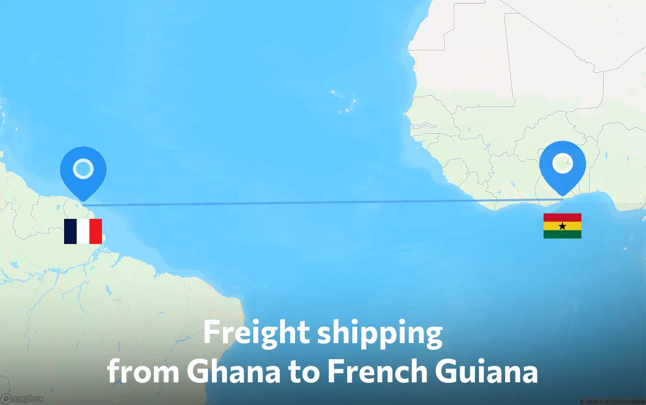 Shipping route from Ghana to French Guiana