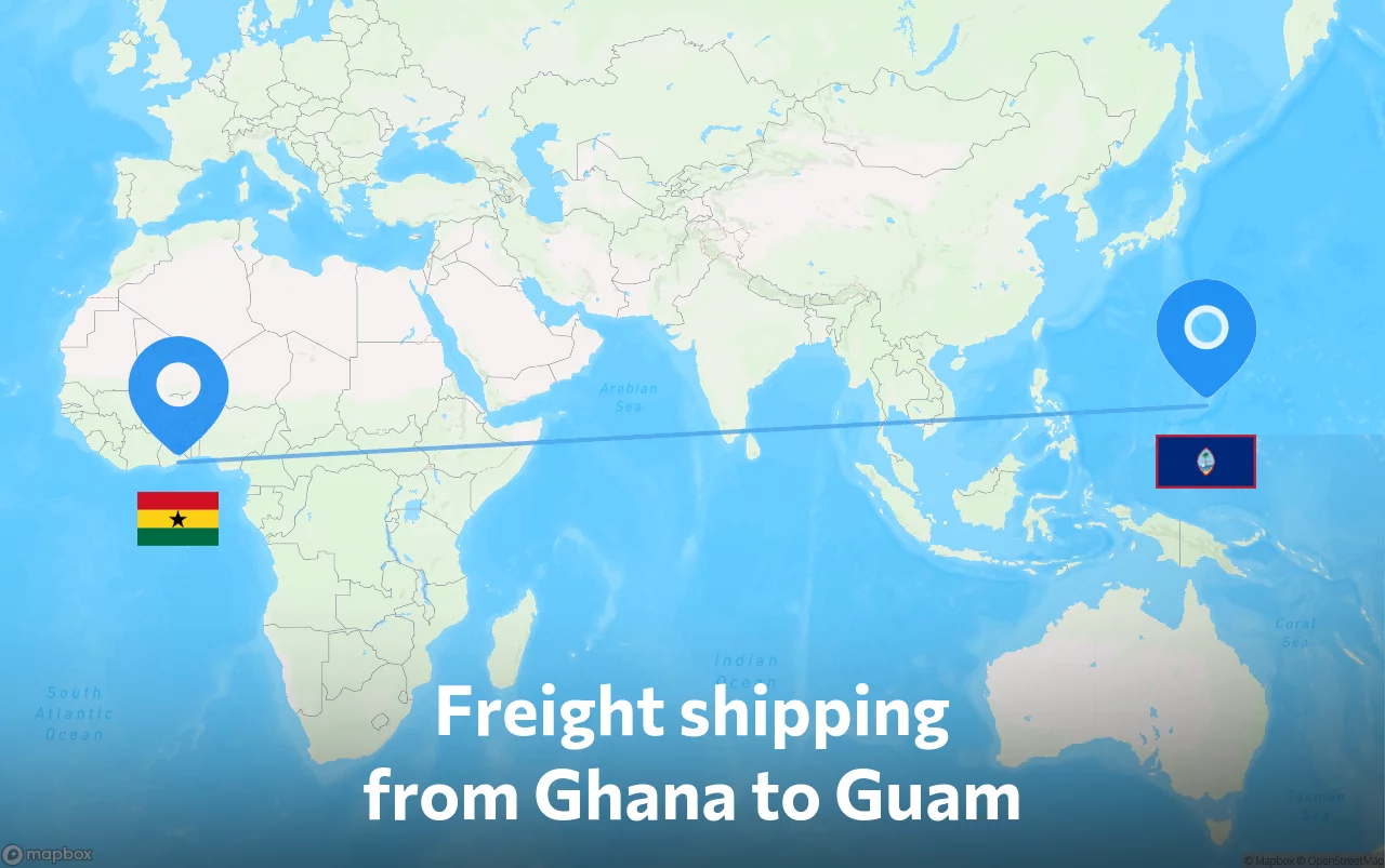 Shipping route from Ghana to Guam