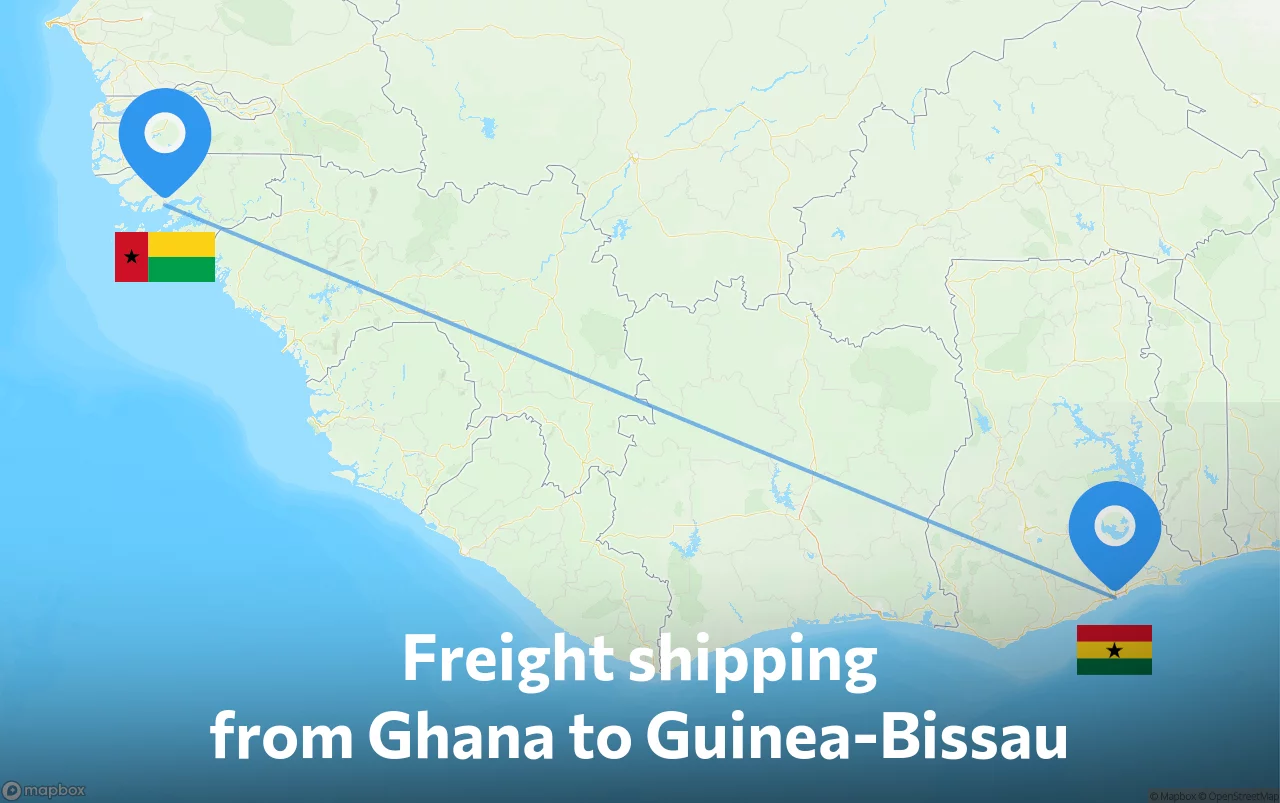 Shipping route from Ghana to Guinea-Bissau