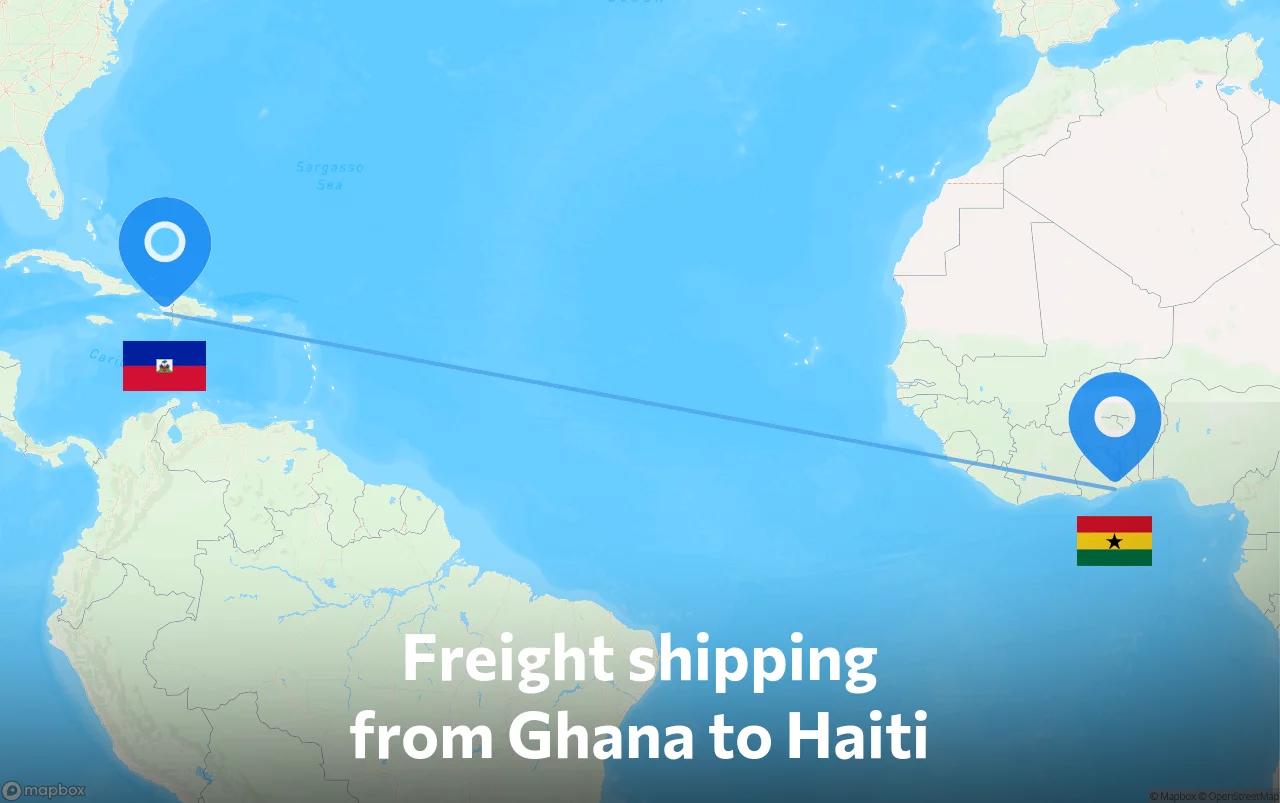 Shipping route from Ghana to Haiti