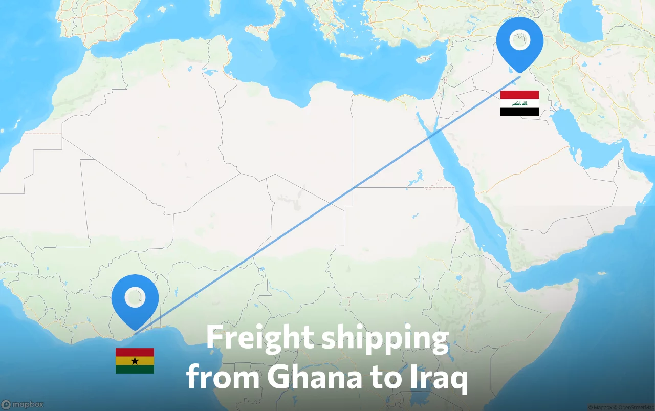 Shipping route from Ghana to Iraq