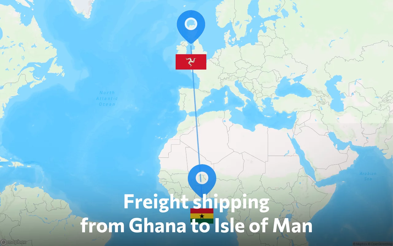 Shipping route from Ghana to Isle of Man