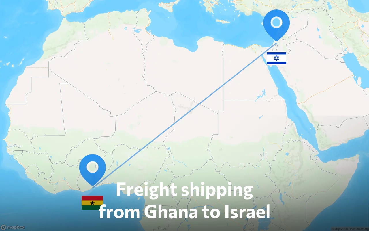 Shipping route from Ghana to Israel