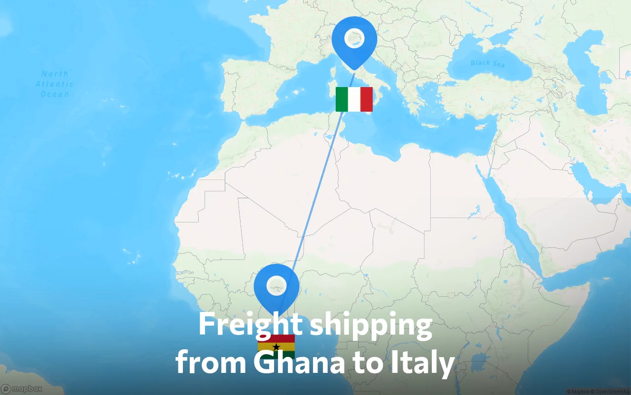 Shipping route from Ghana to Italy