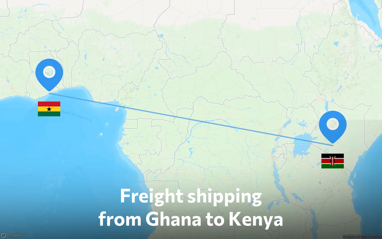 Shipping route from Ghana to Kenya