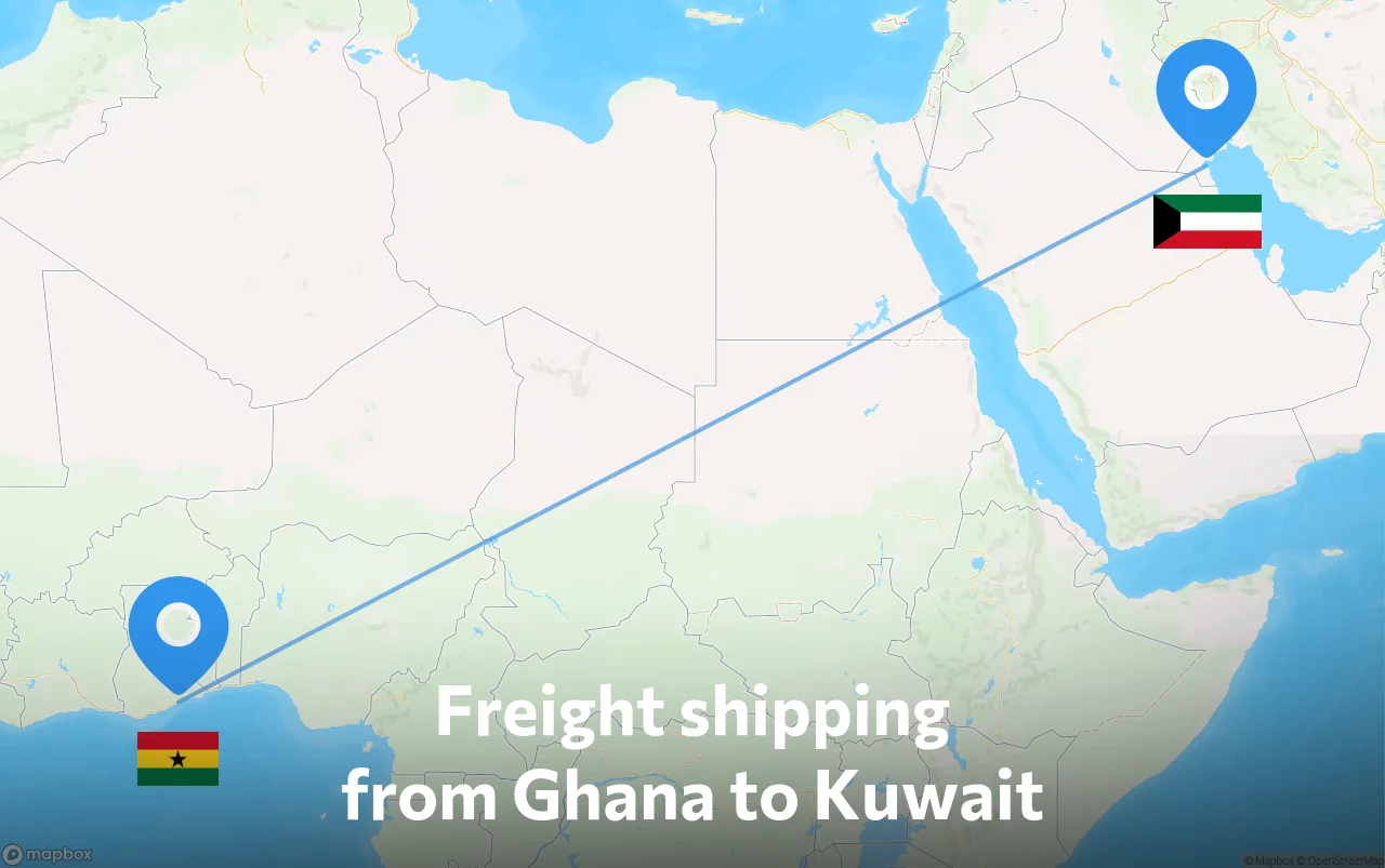 Shipping route from Ghana to Kuwait