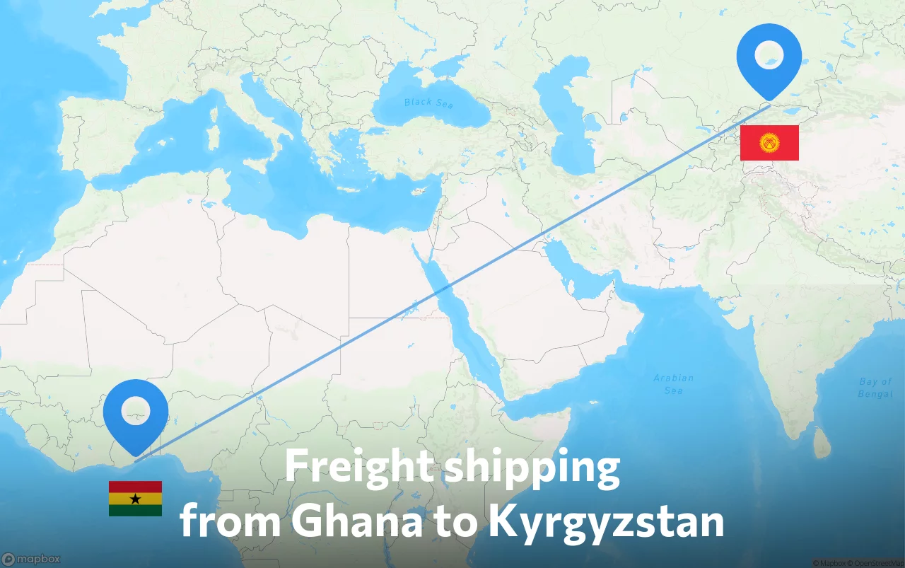 Shipping route from Ghana to Kyrgyzstan