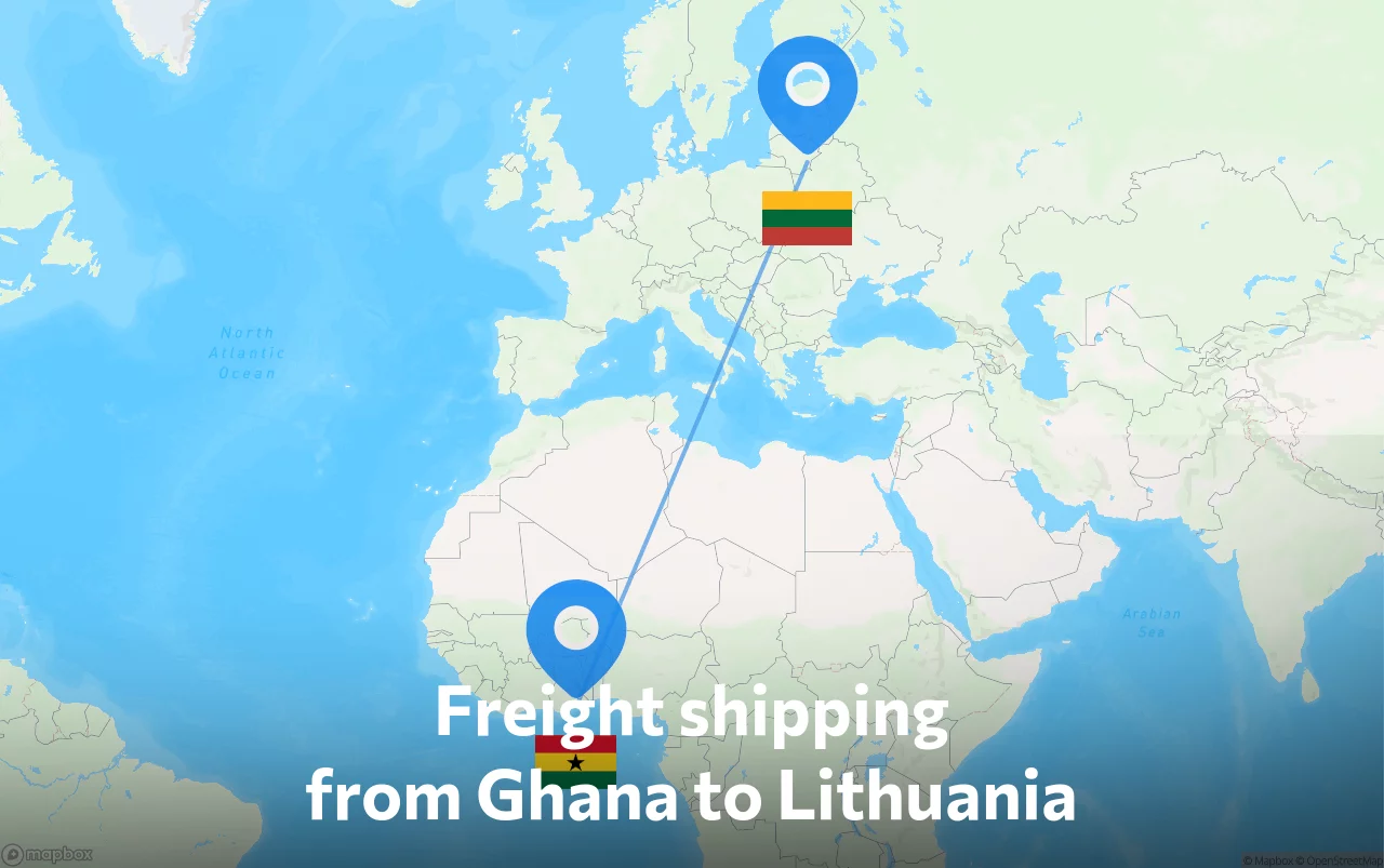 Shipping route from Ghana to Lithuania