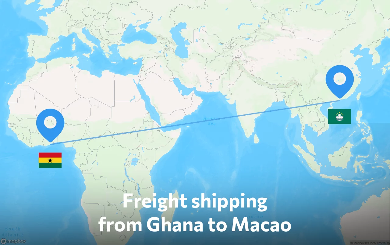 Shipping route from Ghana to Macao