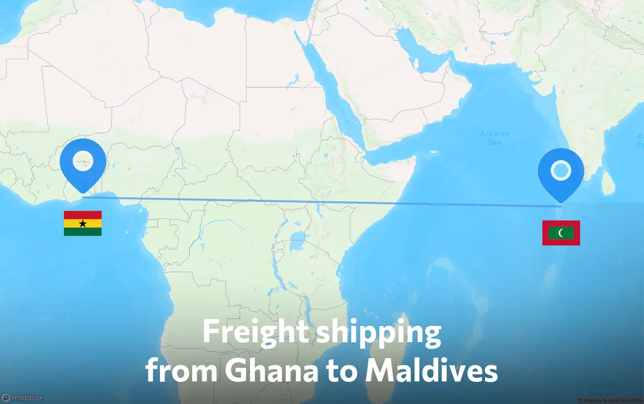 Shipping route from Ghana to Maldives