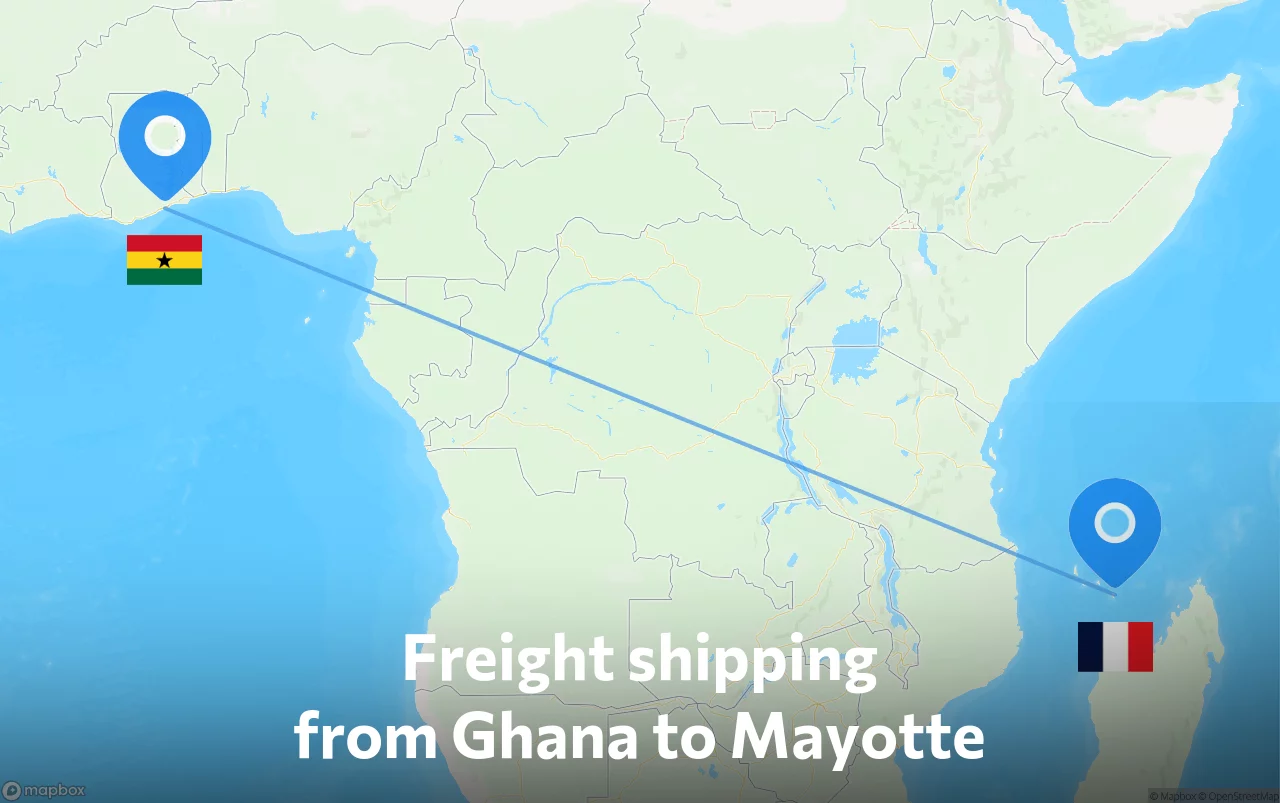 Shipping route from Ghana to Mayotte
