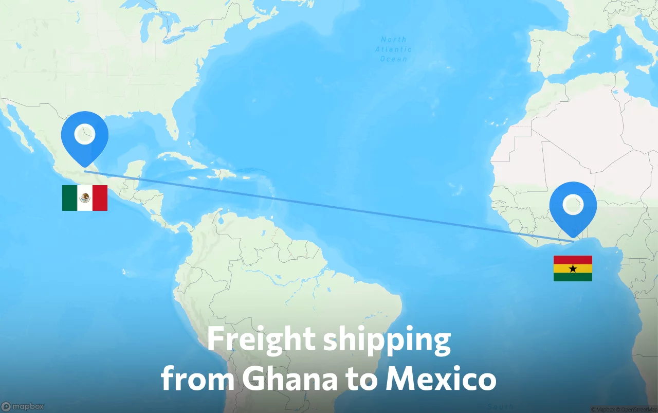 Shipping route from Ghana to Mexico