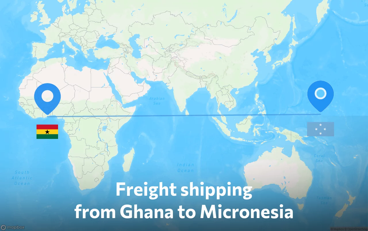 Shipping route from Ghana to Micronesia