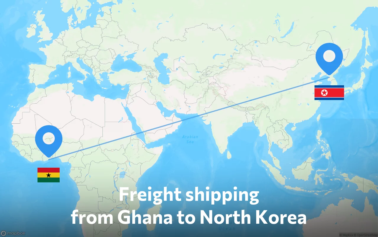 Shipping route from Ghana to North Korea