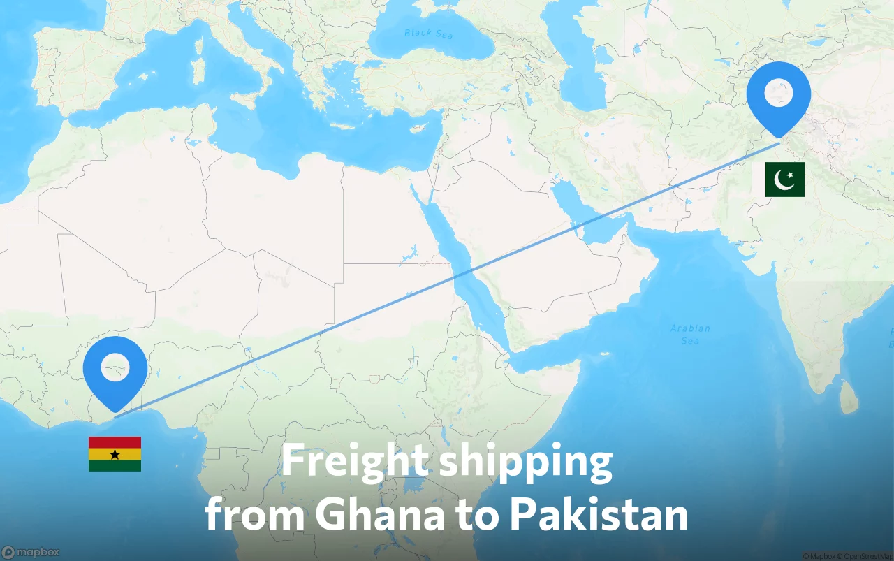 Shipping route from Ghana to Pakistan