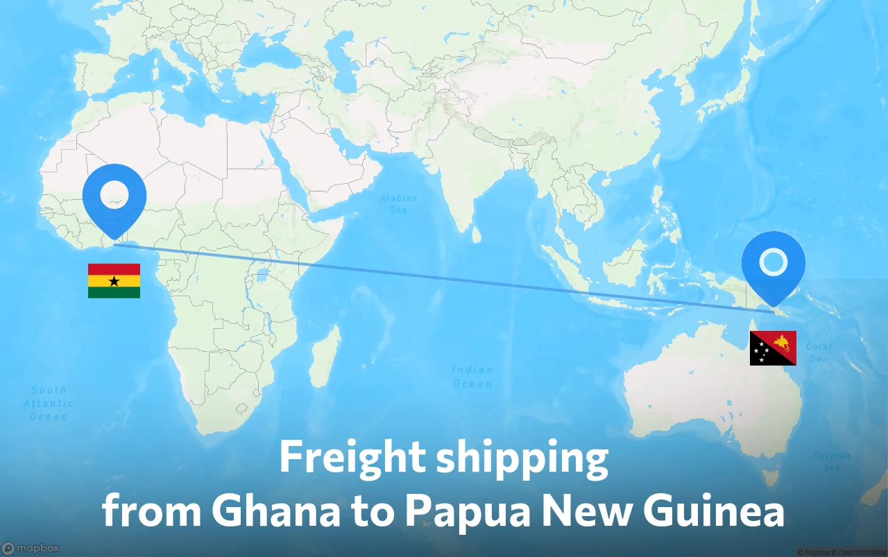 Shipping route from Ghana to Papua New Guinea