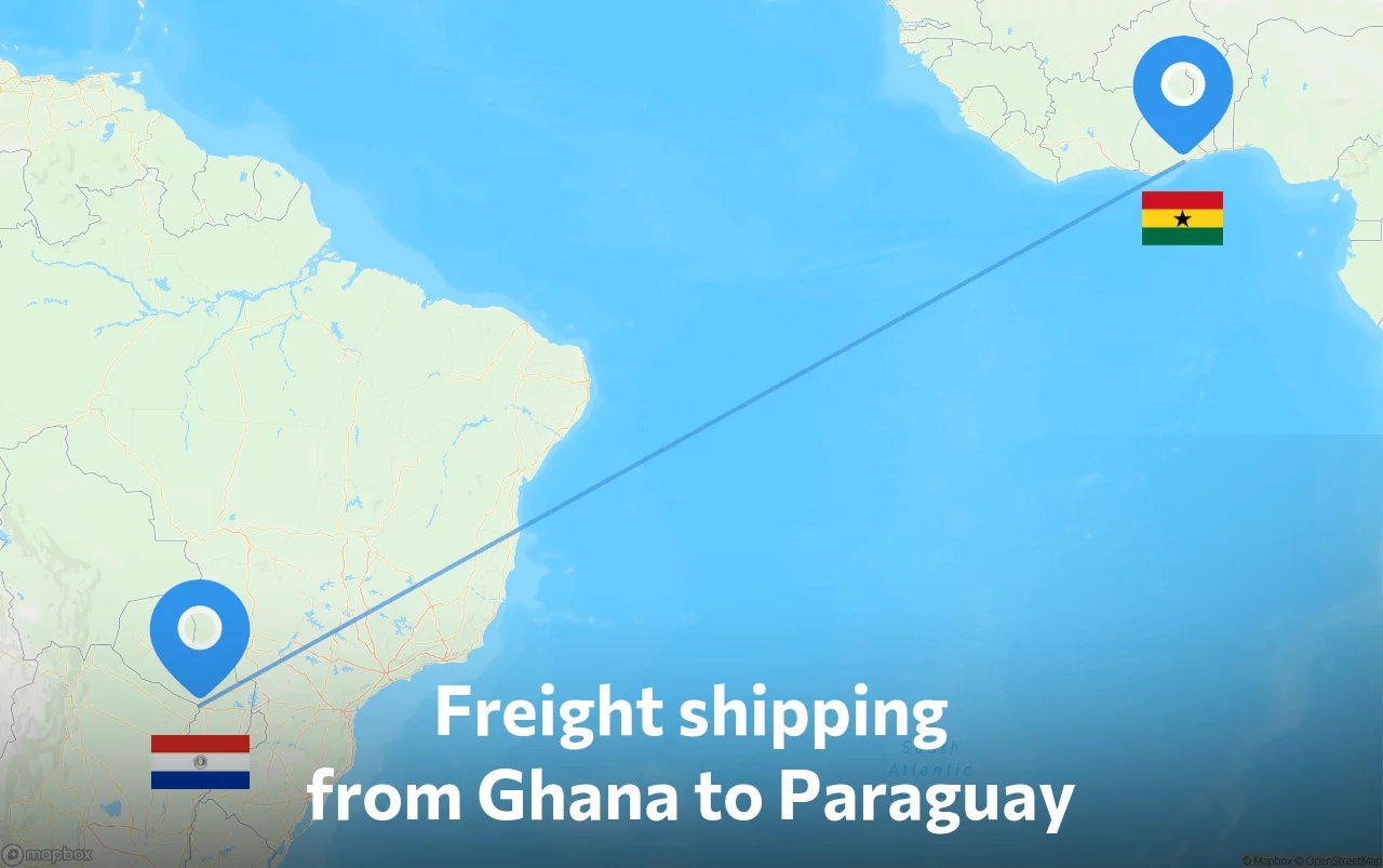 Shipping route from Ghana to Paraguay